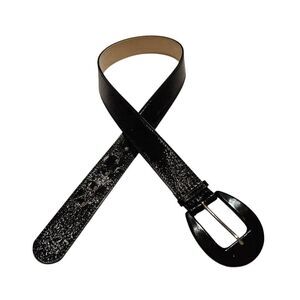 Nine West Black Belt Shiny Patent Finish Waist 31"-35"